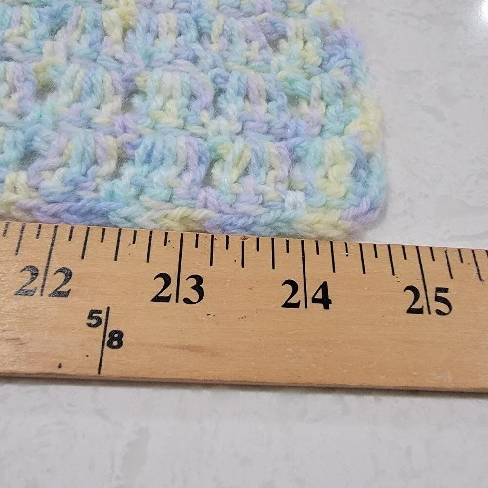 Vintage Baby Blanket Knit Pastel Plaid Open Weave Cotton Crib Blanket Nursery‎